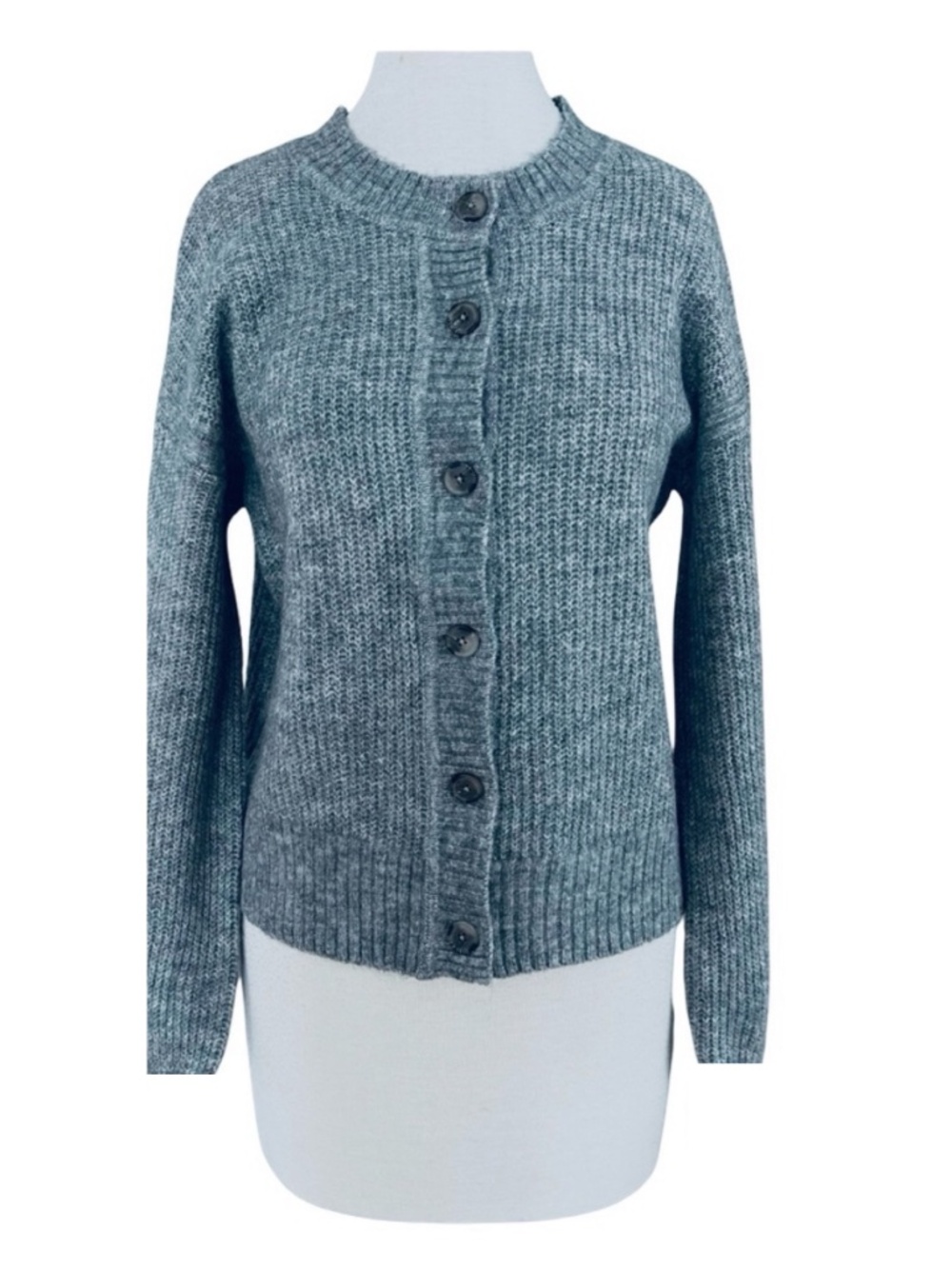Papaya Womens Gray Knit Sweater Size S Cardigan Button Down Lightweight Casual